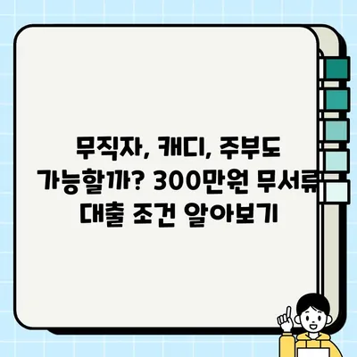 무서류 300만원 대출, 무직자/캐디/주부 당일 가능할까? | 300대출, 무직자대출, 캐디대출, 주부대출