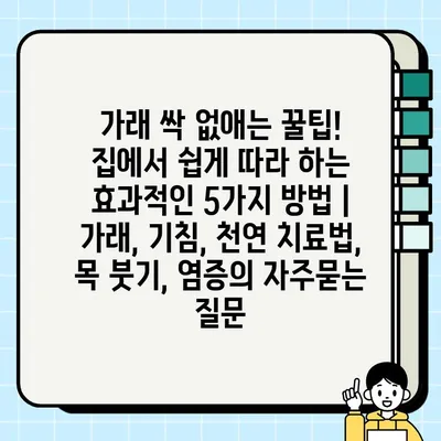 가래 싹 없애는 꿀팁! 집에서 쉽게 따라 하는 효과적인 5가지 방법 | 가래, 기침, 천연 치료법, 목 붓기, 염증