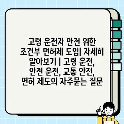 고령 운전자 안전 위한 조건부 면허제 도입| 자세히 알아보기 | 고령 운전, 안전 운전, 교통 안전, 면허 제도