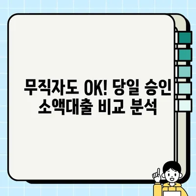 무직자 소액대출 당일 승인 가능한 곳 비교분석 | 즉시대출, 소액대출, 무직자 대출, 당일 대출