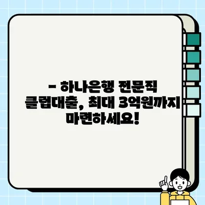 하나은행 전문직 클럽대출 신청 가이드| 최대 3억, 마이너스통장 가능 | 전문직 대출, 신용대출, 금리 비교