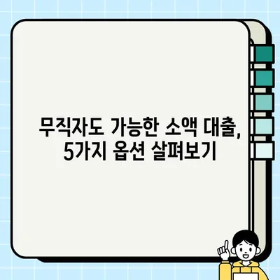 무직자 소액 대출, 어디서 어떻게? 5가지 옵션 비교분석 | 소액대출, 무직자대출, 대출상품 비교