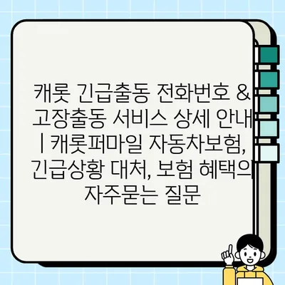 캐롯 긴급출동 전화번호 & 고장출동 서비스 상세 안내 | 캐롯퍼마일 자동차보험, 긴급상황 대처, 보험 혜택