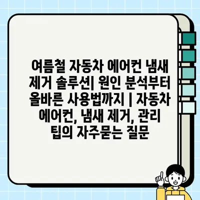 여름철 자동차 에어컨 냄새 제거 솔루션| 원인 분석부터 올바른 사용법까지 | 자동차 에어컨, 냄새 제거, 관리 팁