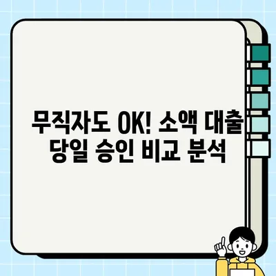 무직자 소액 대출 당일 승인 가능한 곳 꼼꼼히 비교 분석 | 당일 대출, 소액 대출, 무직자 대출, 대출 조건