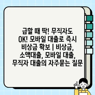 급할 때 딱! 무직자도 OK! 모바일 대출로 즉시 비상금 확보 | 비상금, 소액대출, 모바일 대출, 무직자 대출