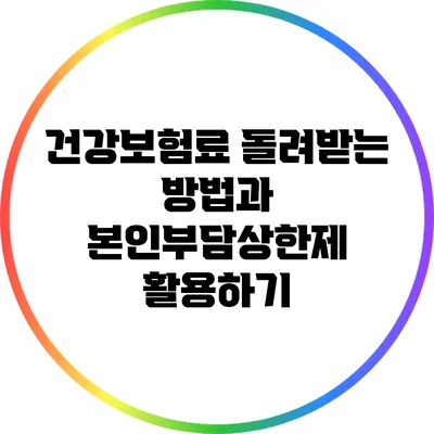 건강보험료 돌려받는 방법과 본인부담상한제 활용하기