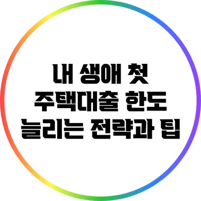 내 생애 첫 주택대출 한도 늘리는 전략과 팁