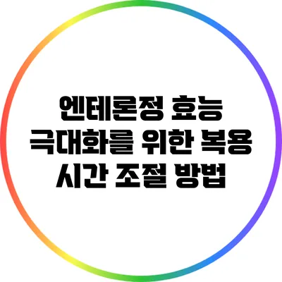 엔테론정 효능 극대화를 위한 복용 시간 조절 방법