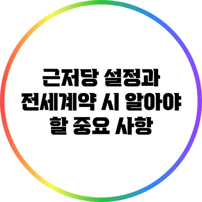 근저당 설정과 전세계약 시 알아야 할 중요 사항