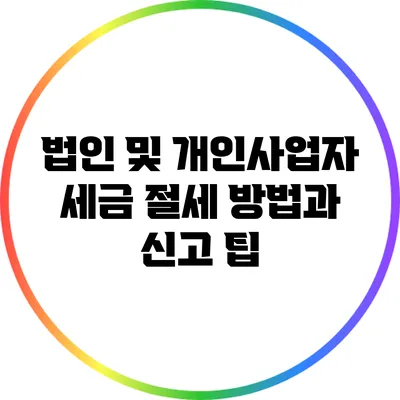 법인 및 개인사업자 세금 절세 방법과 신고 팁