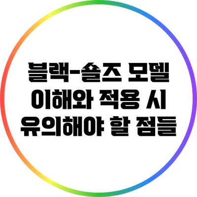 블랙-숄즈 모델 이해와 적용 시 유의해야 할 점들