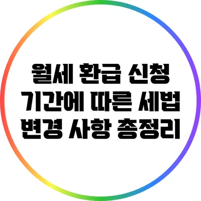 월세 환급 신청 기간에 따른 세법 변경 사항 총정리