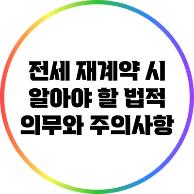 전세 재계약 시 알아야 할 법적 의무와 주의사항