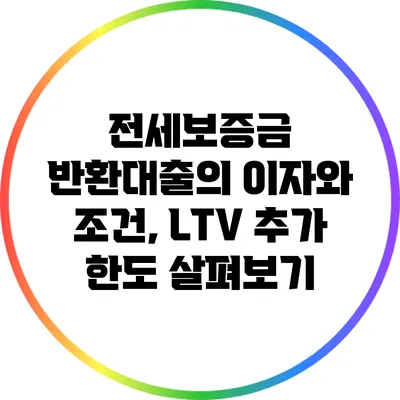 전세보증금 반환대출의 이자와 조건, LTV 추가 한도 살펴보기