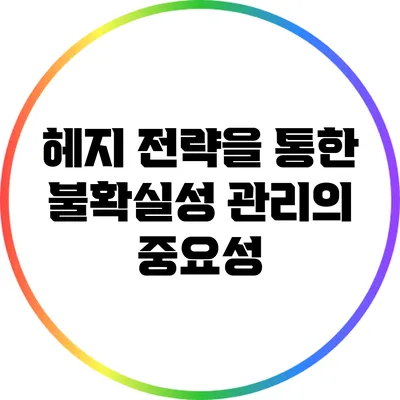 헤지 전략을 통한 불확실성 관리의 중요성