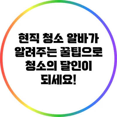 현직 청소 알바가 알려주는 꿀팁으로 청소의 달인이 되세요!