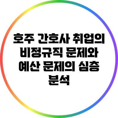 호주 간호사 취업의 비정규직 문제와 예산 문제의 심층 분석