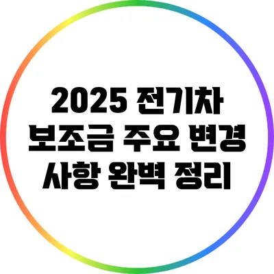 2025 전기차 보조금 주요 변경 사항 완벽 정리