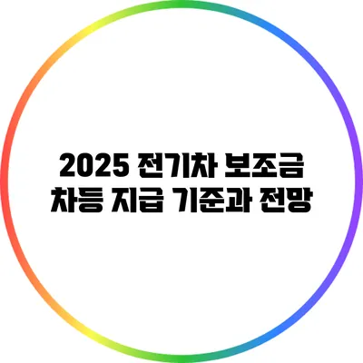 2025 전기차 보조금: 차등 지급 기준과 전망