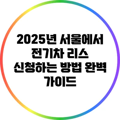 2025년 서울에서 전기차 리스 신청하는 방법 완벽 가이드