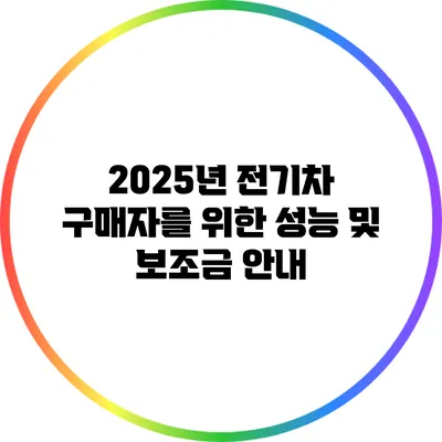 2025년 전기차 구매자를 위한 성능 및 보조금 안내