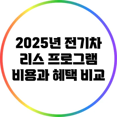 2025년 전기차 리스 프로그램: 비용과 혜택 비교