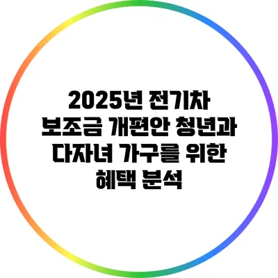 2025년 전기차 보조금 개편안: 청년과 다자녀 가구를 위한 혜택 분석