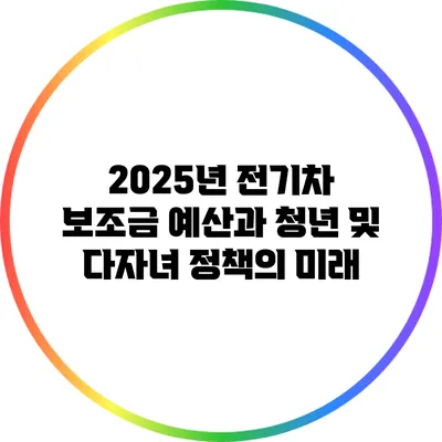 2025년 전기차 보조금 예산과 청년 및 다자녀 정책의 미래