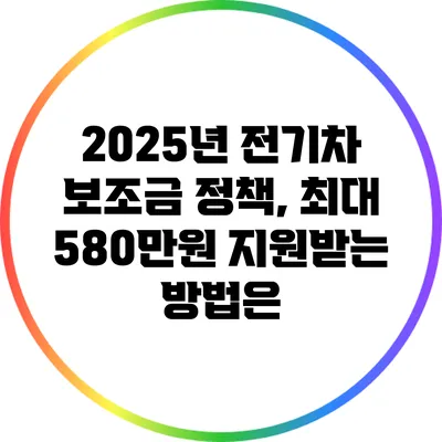 2025년 전기차 보조금 정책, 최대 580만원 지원받는 방법은?