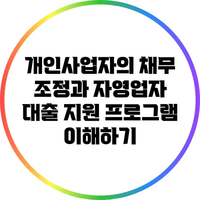 개인사업자의 채무 조정과 자영업자 대출 지원 프로그램 이해하기