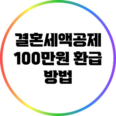 결혼세액공제 100만원 환급 방법