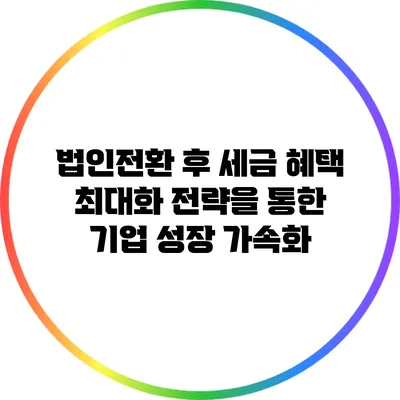 법인전환 후 세금 혜택 최대화 전략을 통한 기업 성장 가속화