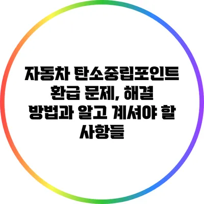 자동차 탄소중립포인트 환급 문제, 해결 방법과 알고 계셔야 할 사항들