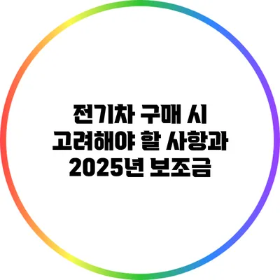 전기차 구매 시 고려해야 할 사항과 2025년 보조금