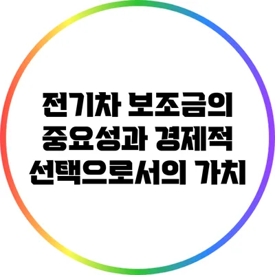 전기차 보조금의 중요성과 경제적 선택으로서의 가치