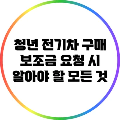청년 전기차 구매 보조금 요청 시 알아야 할 모든 것