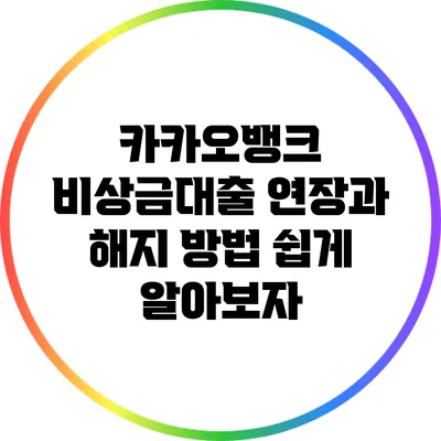 카카오뱅크 비상금대출 연장과 해지 방법 쉽게 알아보자