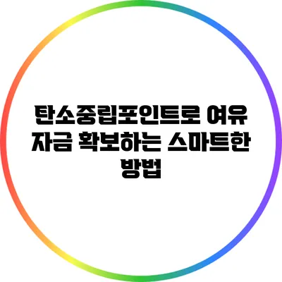 탄소중립포인트로 여유 자금 확보하는 스마트한 방법