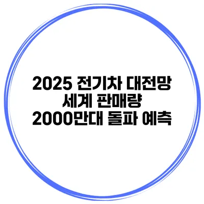 2025 전기차 대전망 세계 판매량 2000만대 돌파 예측
