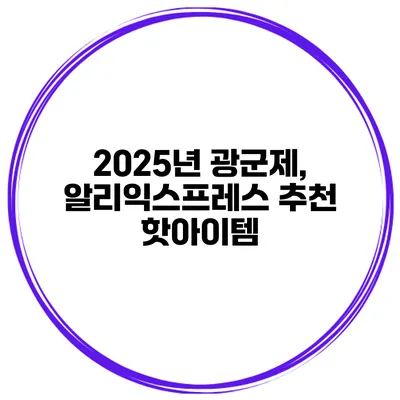 2025년 광군제, 알리익스프레스 추천 핫아이템