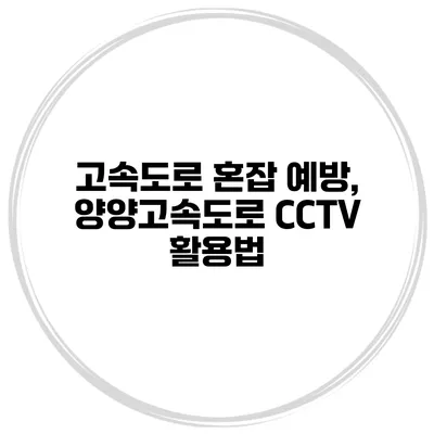 고속도로 혼잡 예방, 양양고속도로 CCTV 활용법