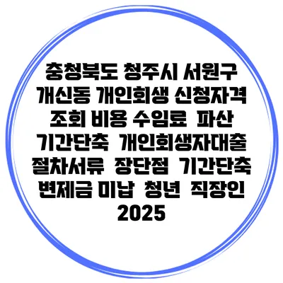 충청북도 청주시 서원구 개신동 개인회생 신청자격 조회 비용 수임료 | 파산 | 기간단축 | 개인회생자대출 | 절차서류 | 장단점 | 기간단축 | 변제금 미납 | 청년 | 직장인 2025