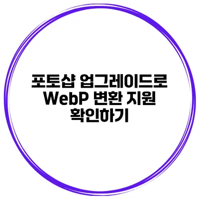 포토샵 업그레이드로 WebP 변환 지원 확인하기