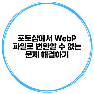 포토샵에서 WebP 파일로 변환할 수 없는 문제 해결하기